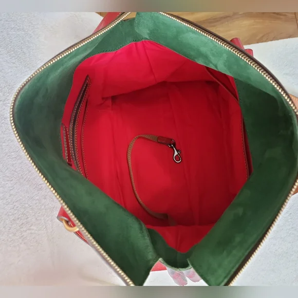 Dooney & Bourke Red Shoulder Bag with Gold Accents - Picture 6 of 8